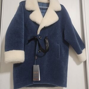 Plush teddy winter coat fur leather baggy small